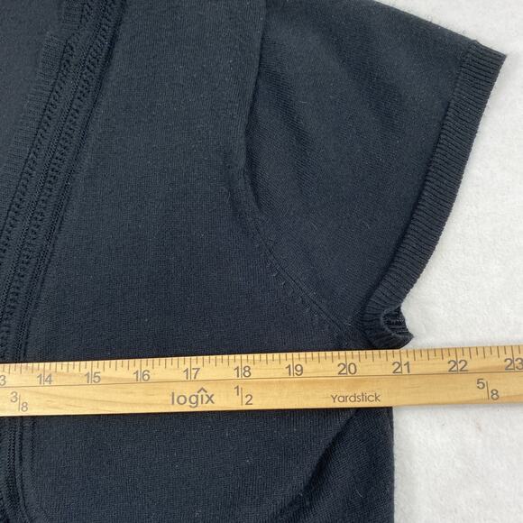 Womens Short Cardigan Size 1X  Black Open Circular Front Sweater Jacket - Picture 5 of 8